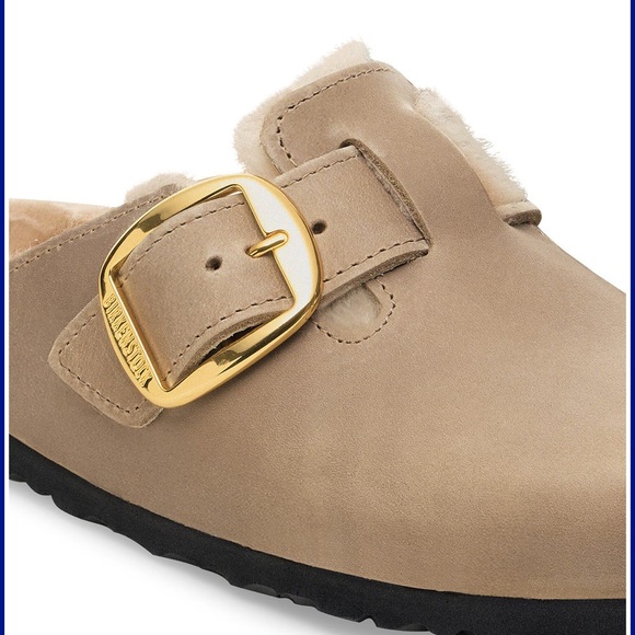 NEW Birkenstock Boston Big Buckle Shearling in Tobacco Brown - Picture 7 of 11